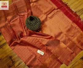 Beautiful pastel shades copper zari pure kanchipuram silk sarees