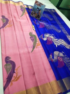 Double warp pure kanchipuram soft silk sarees
