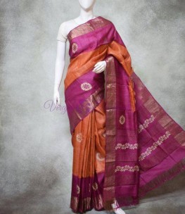 Pure Tussar ghicha printed silk sarees