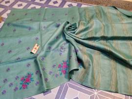 Pure tussar nail silk embroidered saree