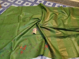 Pure tussar nail silk embroidered saree