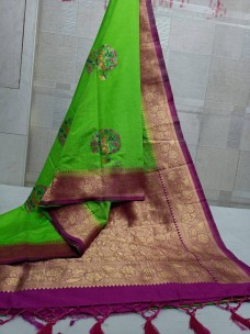 Pure kanchi linen banarasi silk sarees