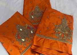 Silk cotton aari work blouse