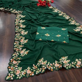 Vichitra silk embroidery sarees