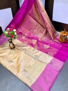 Uppada tissue silk printed sarees