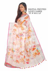 Digital printed linen by linen sarees