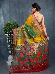 Pure 120 counts linen kalamkari printed sarees