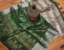 Fancy kanji Gicha silk sarees with ikkat weaving
