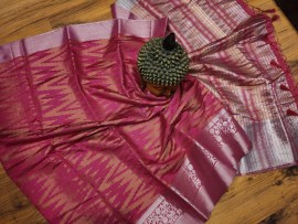 Fancy kanji Gicha silk sarees with ikkat weaving