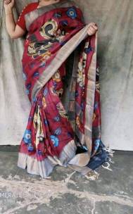 Exclusive hand kalamkari pure tussar silk sarees