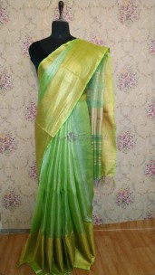 Pure tissue linen sarees with big border