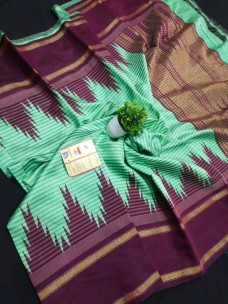 Pure raw silk sarees with temple border