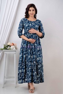 Cotton maternity feeding long gowns