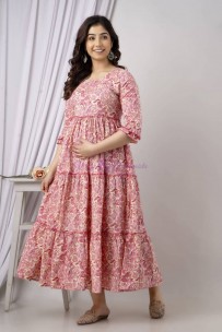 Cotton maternity feeding long gowns