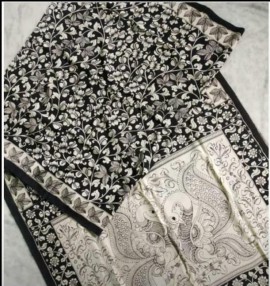 Black and white chenoori silk sarees