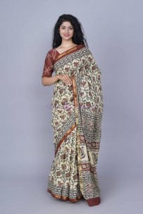 Sanganeri pure cotton handprinted sarees with zari border