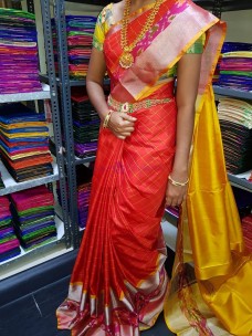 Uppada pattu checks sarees with pochampally border