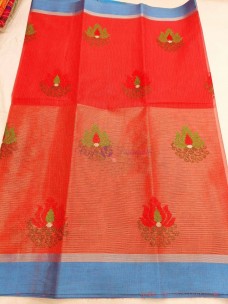 Kota half tissue sarees with embroidery work