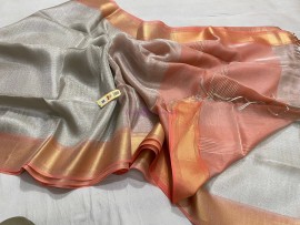 Handloom tussar tissue silk sarees