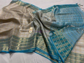 Handloom tussar tissue silk sarees