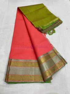 Mangalagiri plain pattu sarees with kanchi border