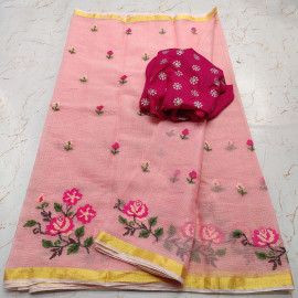 Kota cotton sarees with embroidery work