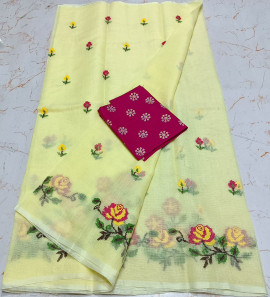 Kota cotton sarees with embroidery work