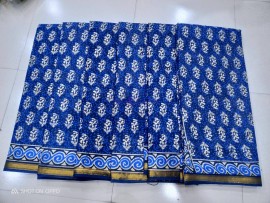 Indigo pure mulmul cotton sarees
