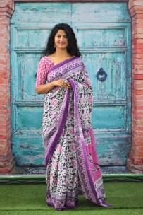 Sanganeri Handprinted cotton sarees