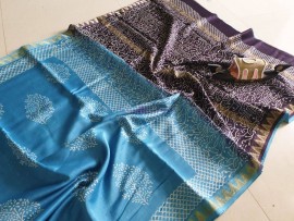 Maheshwari silk hand block print sarees