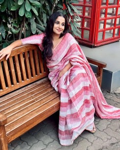 Multicolor pure linen by linen sarees