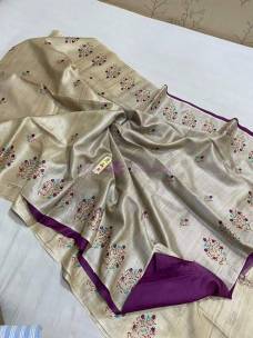 Heavy embroidered work sarees in two fabrics