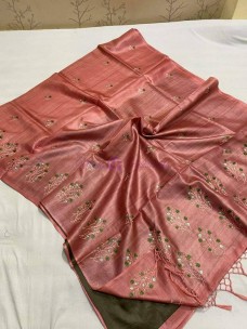 Heavy embroidered work sarees in two fabrics