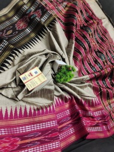 Pure raw silk sarees with ikkat border