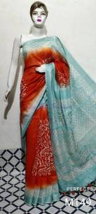 Linen by cotton slub sarees with batik prints
