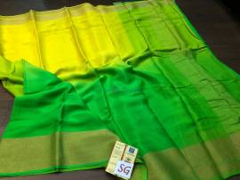Pure Mysore silk wrinkle crepe dual shade sarees