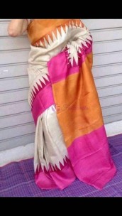 Hand print pure bistar silk sarees