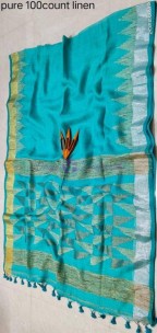 Pure linen by linen temple jamdani sarees