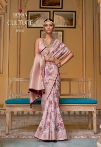 Rewa brand pure silk sarees with floral cultural print