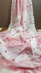White with red pure matka by resham sarees