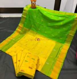 Yellow and green uppada sarees with butti