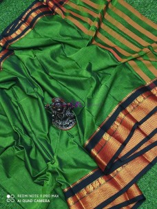 Green and black pure narayanpet cotton sarees