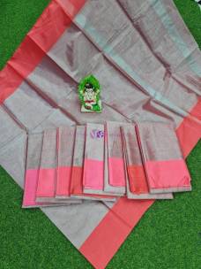 Uppada tissue cotton Sarees with pink border