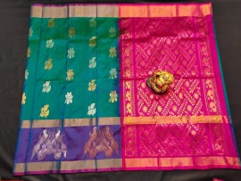 Green uppada silk sarees with big border