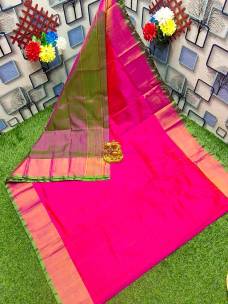 Pink with dark green uppada plain sarees