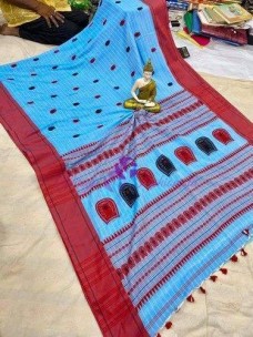 Sky blue pure khadi cotton sarees