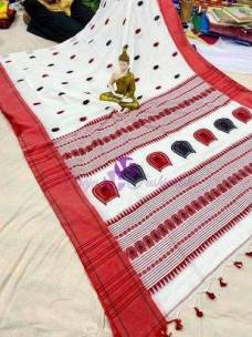 White pure khadi cotton sarees