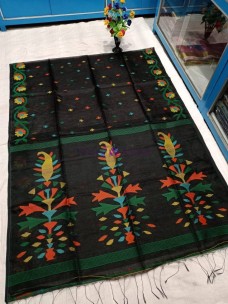 Black handwoven muslin jamdani sarees