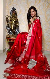 Red uppada silk sarees with coin butti
