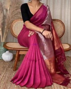 Dark pink moharani khadi cotton sarees